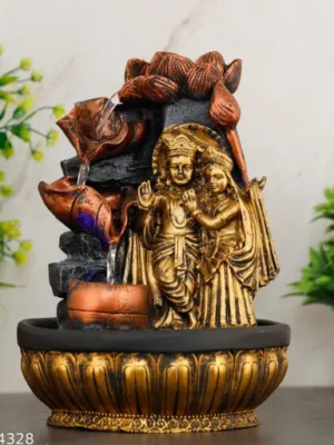 Radha Krishna Water Fountain Showpiece on a tabletop