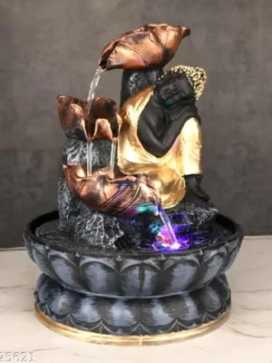 Buddha Tabletop Waterfall Fountain placed on a table